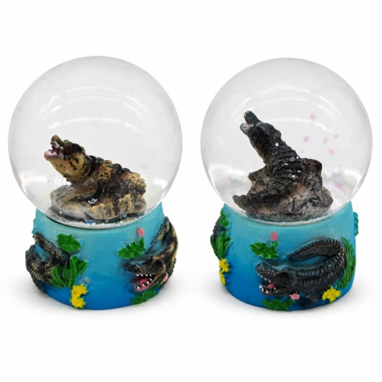 Custom Logo Animal Florida Souvenir Alligator Snowglobe Resin Crocodile Snow Globe