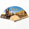 Custom Logo Design Printing Folk Art Wooden Warsaw Krakow Souvenir Poland Polish Hand Fan