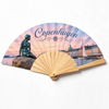 Custom Logo Design Printing Wood Denmark Hand Fan Copenhagen Souvenir Wooden Hand Fan