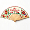 Custom Logo Design Printing Travel Gift Foldable Wooden Hand Fan Budapest Hungary Souvenir Hand Fan