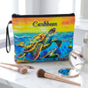 Custom Design Printing Caribbean Beach Turtle Tourist Souvenir Neoprene Travel Bag Makeup Bag Neoprene Cosmetic Bag