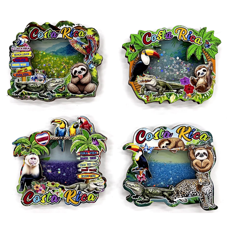 Wholesale NEW Design Coastal Beach Souvenir MDF Fridge Magnet Custom Quicksand Wood Fridge Magnet