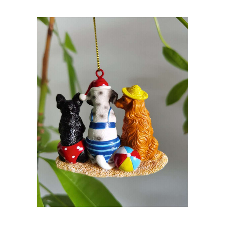 Factory Custom Design Hand Painted Christmas Tree Hanging Decor Resin Pet Dog Christmas Ornament