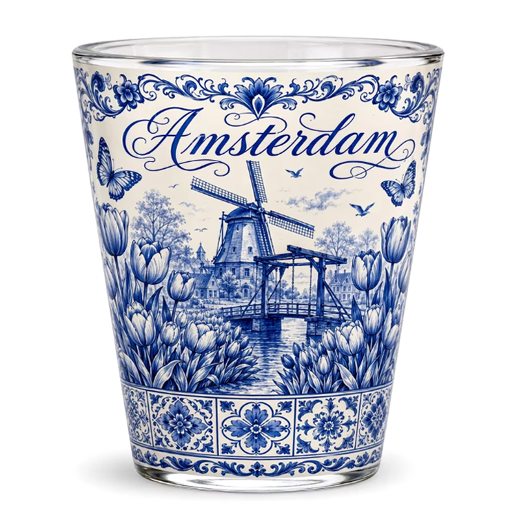 Customized Logo Netherlands Landmarks Shotglass Holland Amsterdam Souvenir Shot Glass