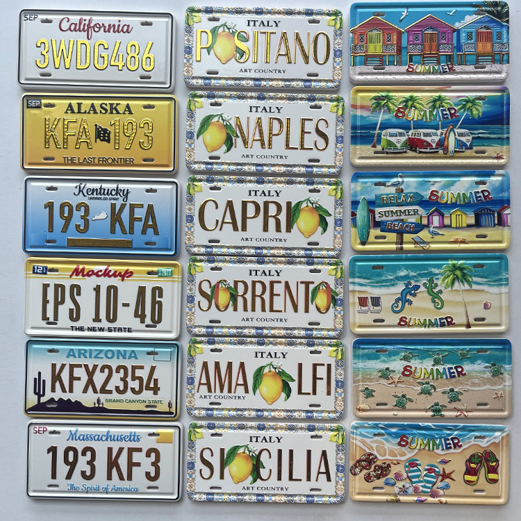Custom 3D Printed Metal Souvenir Crete Santorini Greece License Plate Fridge Magnet