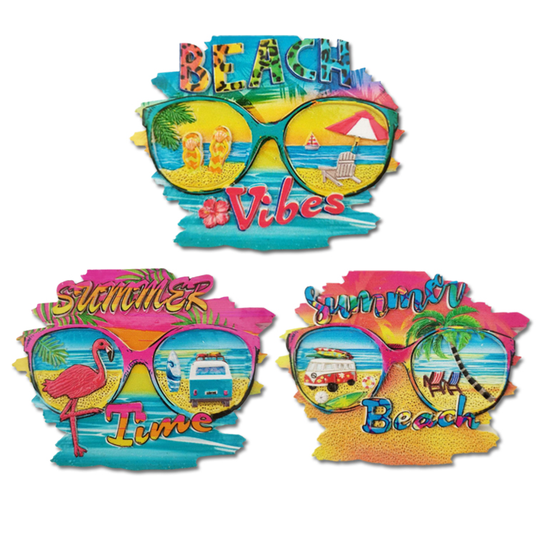 Custom Logo Tropical Palm Tree Resin Printing Beach Bermuda Souvenir Fridge Magnet