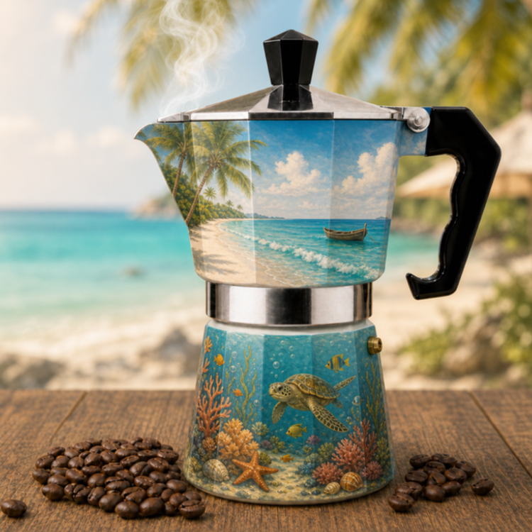 Customised Design Printing Souvenir Gift Espresso Coffee Maker Portable Italian Aluminum Moka Pot Custom Moka Pot