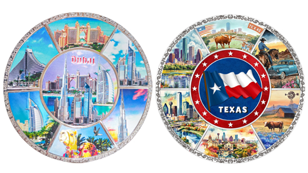 Wholesale Custom Logo Country City Scenery Decoration Plaque Foil Metal Plate Skyline New York Souvenir Plate