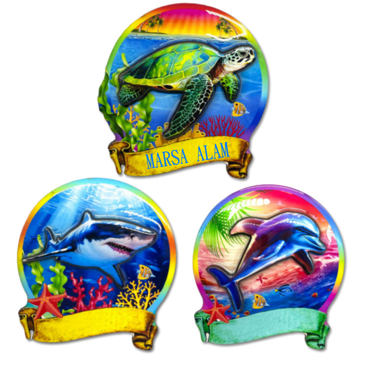 Custom Logo Epoxy Wood Magnet Ocean Beach Island Fiji Souvenir Fridge Magnet