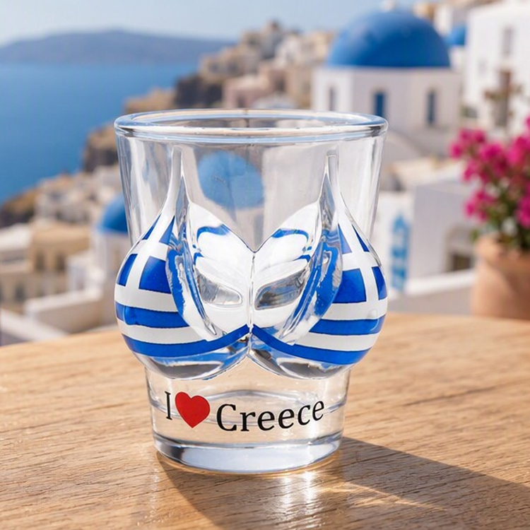 Custom logo Travel Gift Shot Glasses Evil Eye Zakynthos Crete Mykonos Santorini Souvenir Greek Greece Shot Glass