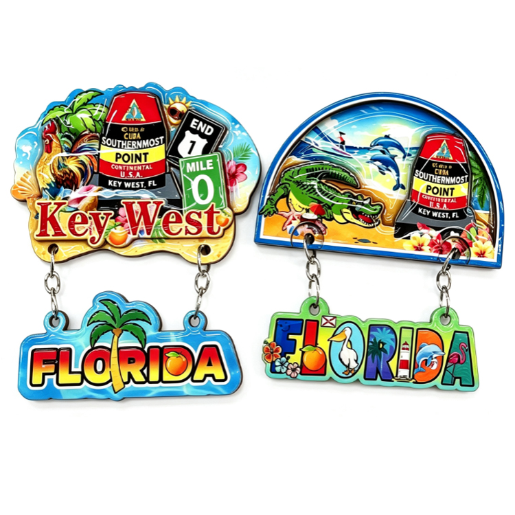 Custom Design Florida Zero Mile Keychain Metal Key West Souvenir Keychain