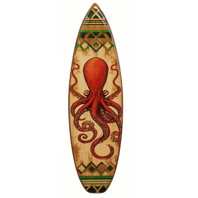 Customized Logo Epoxy MDF Wood Surfboard Shaped Magnet Classic Tahiti Souvenir French Polynesia Fridge Magnet