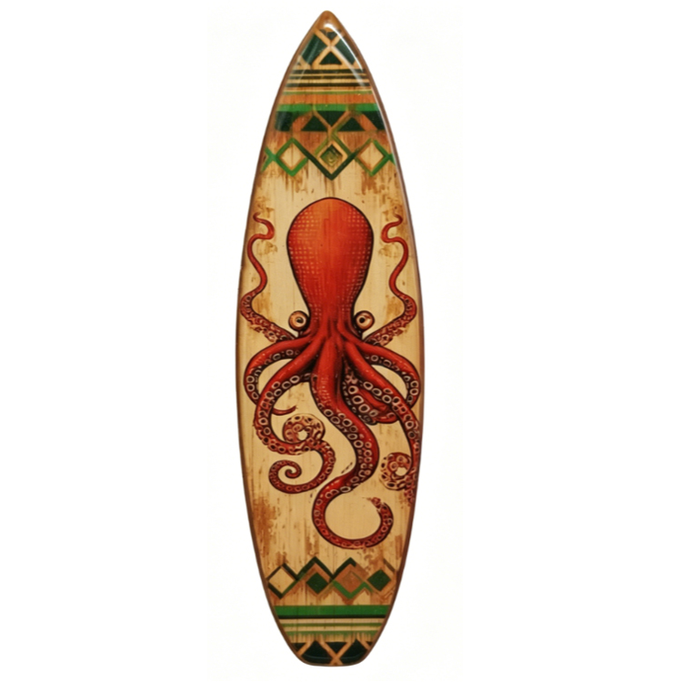 Customized Logo Epoxy MDF Wood Surfboard Shaped Magnet Classic Tahiti Souvenir French Polynesia Fridge Magnet