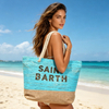 Custom logo Women Canvas Tote Caribbean Islands Souvenir Saint Barth Large Beach Bag